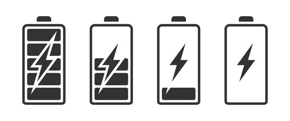 Battery Icons set. Charger phases concept. Vector illustration.