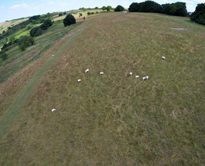 Gorgeous aerial Panoramic view of Dunstable Downs of England