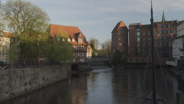 View of Stintmarkt Wasserviertel in L&uuml;neburg Old Town, Northern Germany
