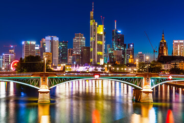 Night cityscape of Frankfurt am Main, Germany