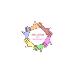 Diversity and inclusion logo.  Inclusive illustration for web, print, t-shirt, textiles, background, postcard. One line abstract illustration