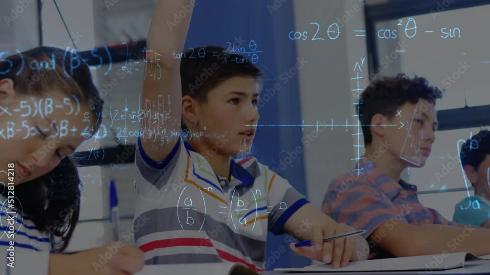 Aufkleber animation of mathematical data processing over diverse students