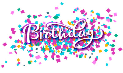 Happy birthday hand drawn vector lettering design banner