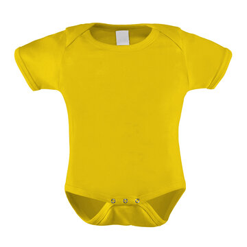 A clean Short Sleeve Beauty Baby Bodysuit Mockup In Cyber Yellow Color, to help you present your designs beautifully.