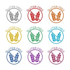 Naklejka premium Gluten free icon isolated on white background. Set icons colorful