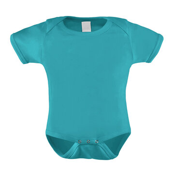 A clean Short Sleeve Beauty Baby Bodysuit Mockup In Blue Curacao Color, to help you present your designs beautifully.