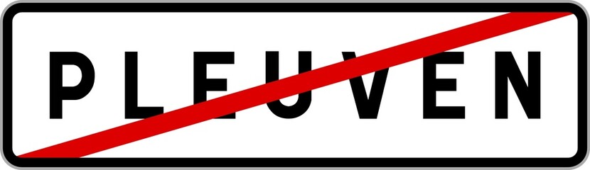 Panneau sortie ville agglomération Pleuven / Town exit sign Pleuven