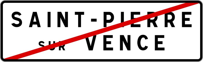Panneau sortie ville agglomération Saint-Pierre-sur-Vence / Town exit sign Saint-Pierre-sur-Vence