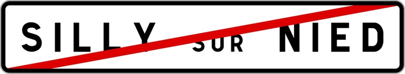 Obraz premium Panneau sortie ville agglomération Silly-sur-Nied / Town exit sign Silly-sur-Nied