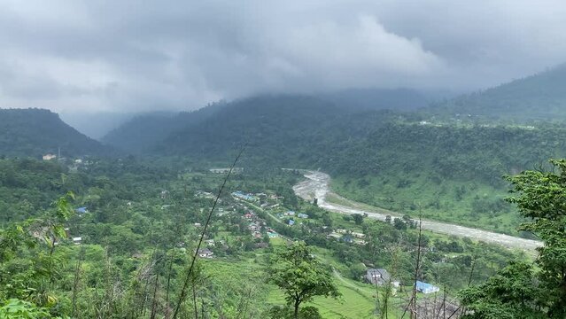 Panoramic video of India Bhutan border at Jhalong , Dooars - West Bengal , India