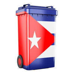 Obraz premium Waste container with Cuban flag, 3D rendering