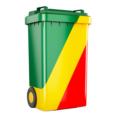 Waste container with Congolese flag, 3D rendering