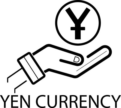 2d illustration yen currency sign on human hand 