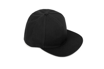 Black cotton cap isolated on white background. Mock up for branding.