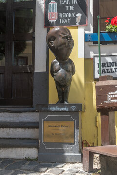 Bratislava, Slovakia - May 31, 2022: Niemand (Picus) sculpture by Viktor Freso.