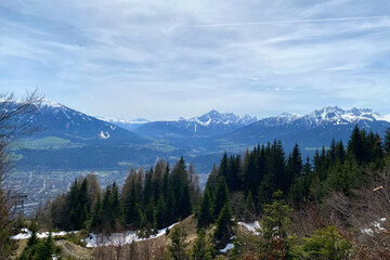 Landscape view and cityscape of Innsbruck, Austria.