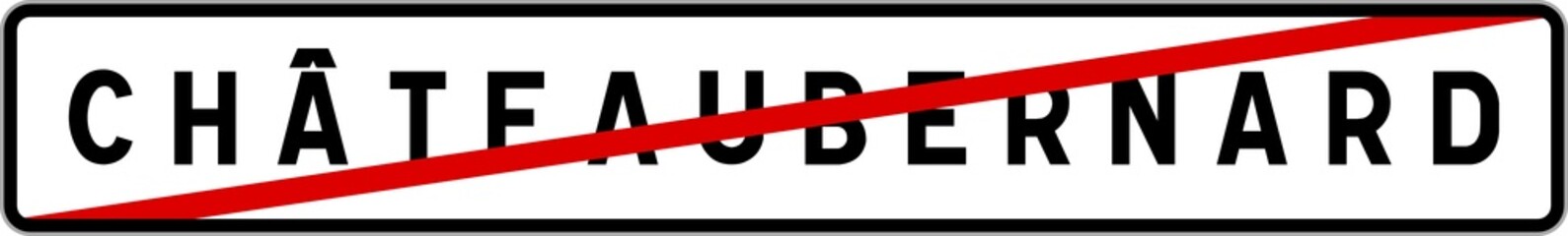 Panneau sortie ville agglomération Châteaubernard / Town exit sign Châteaubernard