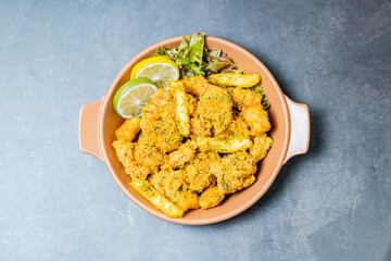 Korean fried chicken food on a plate