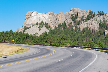 Mount Rushmore as seen from the highway approaching Mount Rushmore National Park