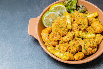 Korean fried chicken food on a plate