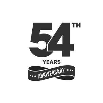 54 years anniversary logo with black color for booklet, leaflet, magazine, brochure poster, banner, web, invitation or greeting card. Vector illustrations.