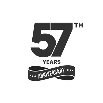 57 years anniversary logo with black color for booklet, leaflet, magazine, brochure poster, banner, web, invitation or greeting card. Vector illustrations.