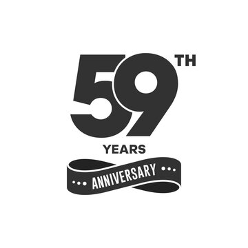 59 years anniversary logo with black color for booklet, leaflet, magazine, brochure poster, banner, web, invitation or greeting card. Vector illustrations.