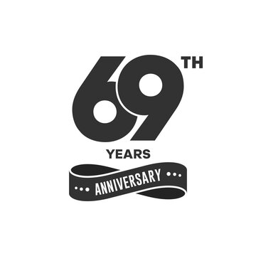 69 years anniversary logo with black color for booklet, leaflet, magazine, brochure poster, banner, web, invitation or greeting card. Vector illustrations.