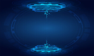 Hologram podium.futuristic circle blue vector HUD.Podium.Modern technology.Gaming.