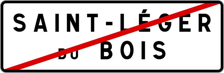 Panneau sortie ville agglomération Saint-Léger-du-Bois / Town exit sign Saint-Léger-du-Bois