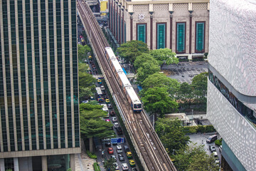 Phloen Chit Road,Pathum Wan,Bangkok,Thailand on March16,2019:BTS Skytrain(The Bangkok Mass Transit...