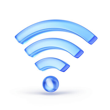 Wireless Network Symbol 3d icon - WiFi sign isolated on white - WI-Fi concept. 3d rendering