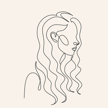 recommend clip art: Elegant one-line sketches of a female abstract face. Drawing of a woman's face in a minimalist style. Trendy illustration for cosmetics. Continuous line Art. Fashionable minimal print. Beauty logo. Ve