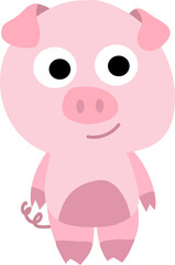 Fototapeta na wymiar pink piglet character standing on legs