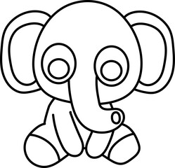 icon black outline of a baby elephant