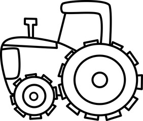 con black outline tractor on white background