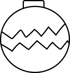 illustration isolated black outline Christmas tree toy ball