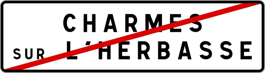 Panneau sortie ville agglomération Charmes-sur-l'Herbasse / Town exit sign Charmes-sur-l'Herbasse