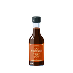 Worcester sauce bottle. Vector illustration cartoon icon isolated on white background.