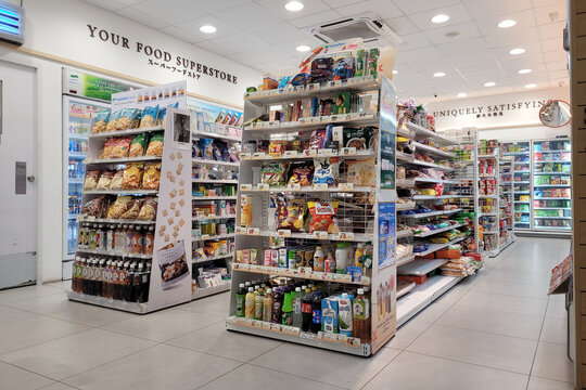 PENANG, MALAYSIA - 19 JUNE 2022: Interior view of FamilyMart convenience store in Penang. FamilyMart is the third largest Japanese convenience store franchise chain in Japan and operating in Asia.  