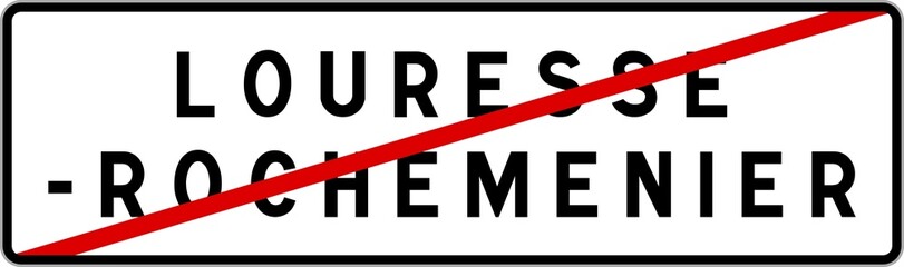 Panneau sortie ville agglomération Louresse-Rochemenier / Town exit sign Louresse-Rochemenier