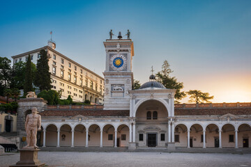 Beautiful view of an Italian square at dawn.  Majestic example of architecture and art.  Piazza della Libertà (Liberty square), Udine, Friuli Venezia Giulia, Italy.