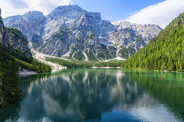 Lago di Braies, beautiful lake in the Dolomites