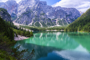 Obraz na płótnie Canvas Lago di Braies, beautiful lake in the Dolomites