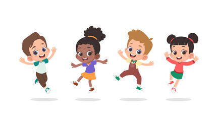 Fototapeta premium Group of happy children jumping