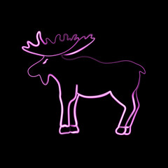 Vector illustration of moose with neon effect.