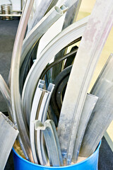 Aluminum bent metal profiles at exhibition