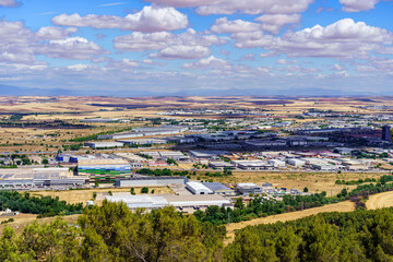 Fototapeta premium Aerial view of the industrial area of the city of Alcala de Henares in Madrid.
