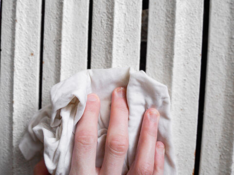 Washing The Indoor Battery With A Damp Towel