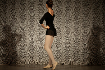 Ballerina dances on stage. Gymnast performs. Girl dances. Dance lesson.